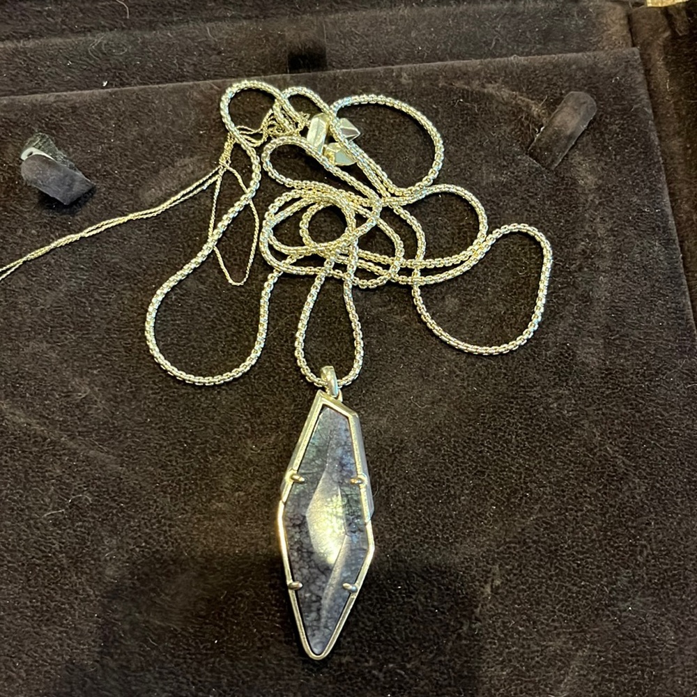 Kendra Scott necklace with gray stone